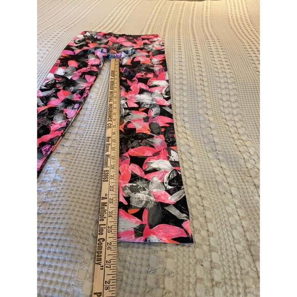 No Boundaries NOBO Leggings Sz Jr Medium 7-9 Hot Pink Gray Floral Athleisure - Picture 7 of 8